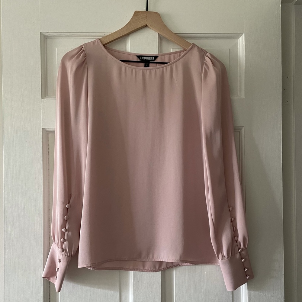 Puff Sleeve Button Cuff Blouse, Blush